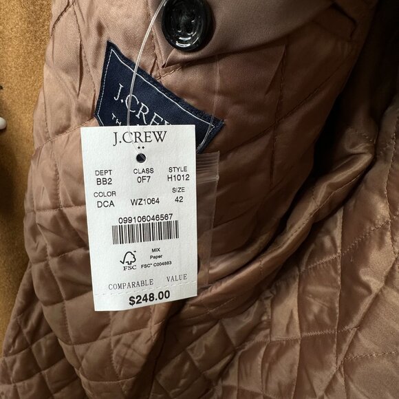 J.Crew Thompson Camel Wool Blend Topcoat Jacket Size 42 Men’s - Picture 12 of 14